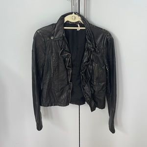 Distressed free people leather jacket